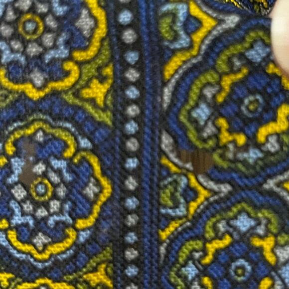 Glentex Blue Wool Patterned Square Scarf Repeating Circular Motifs Vintage - Picture 11 of 11